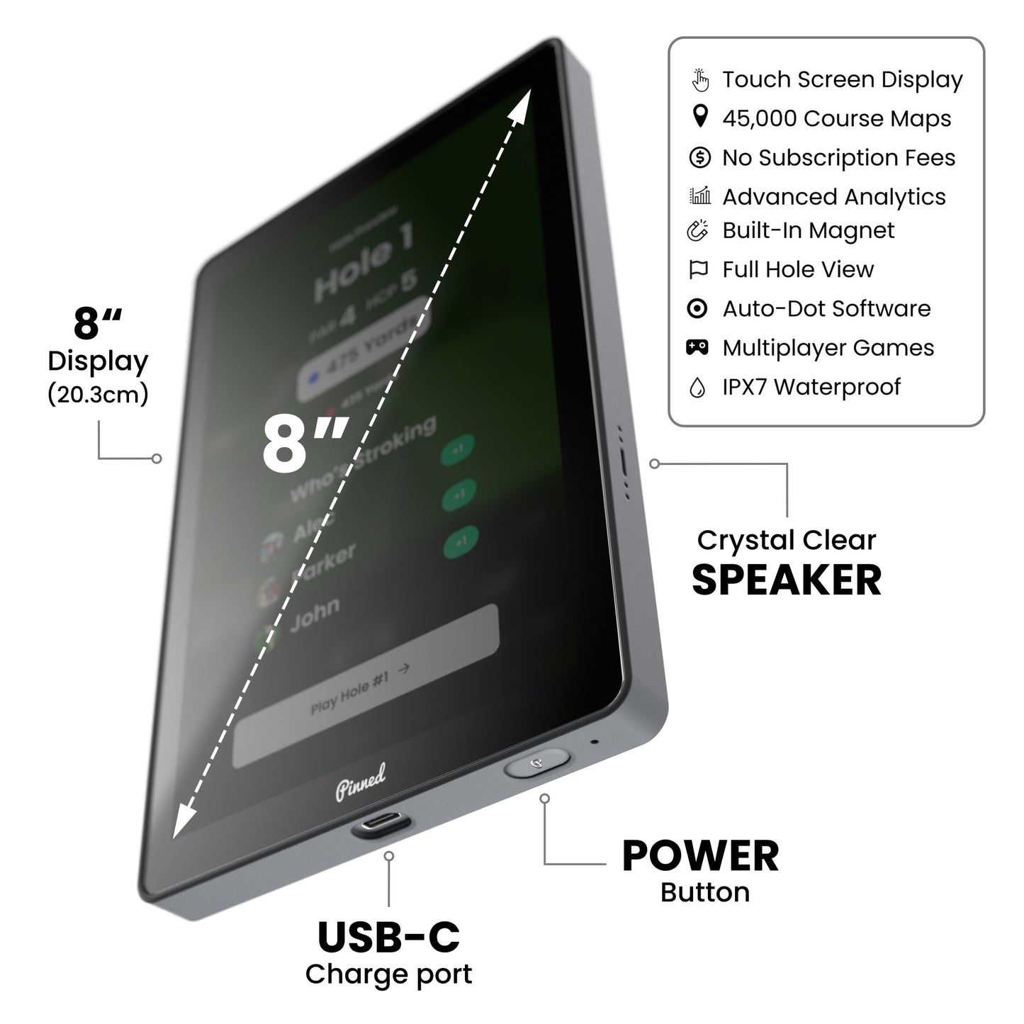 PINNED GOLF THE CADDIE GPS TABLET