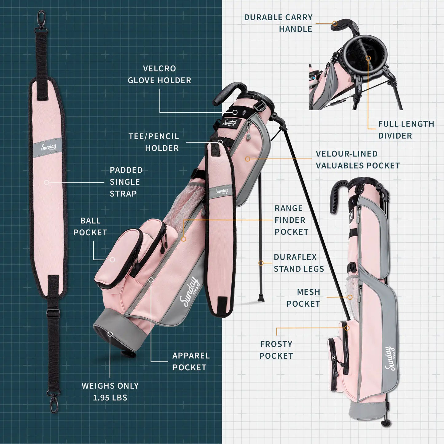 SUNDAY GOLF LOMA STAND BAG - FLAMINGO