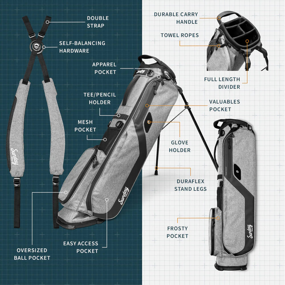SUNDAY GOLF EL CAMINO WALKING BAG - HEATHER GRAY