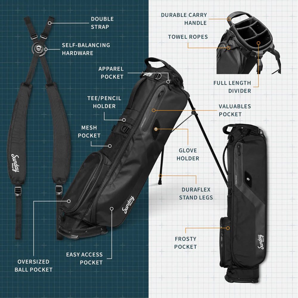 SUNDAY GOLF EL CAMINO WALKING BAG - MATTE BLACK