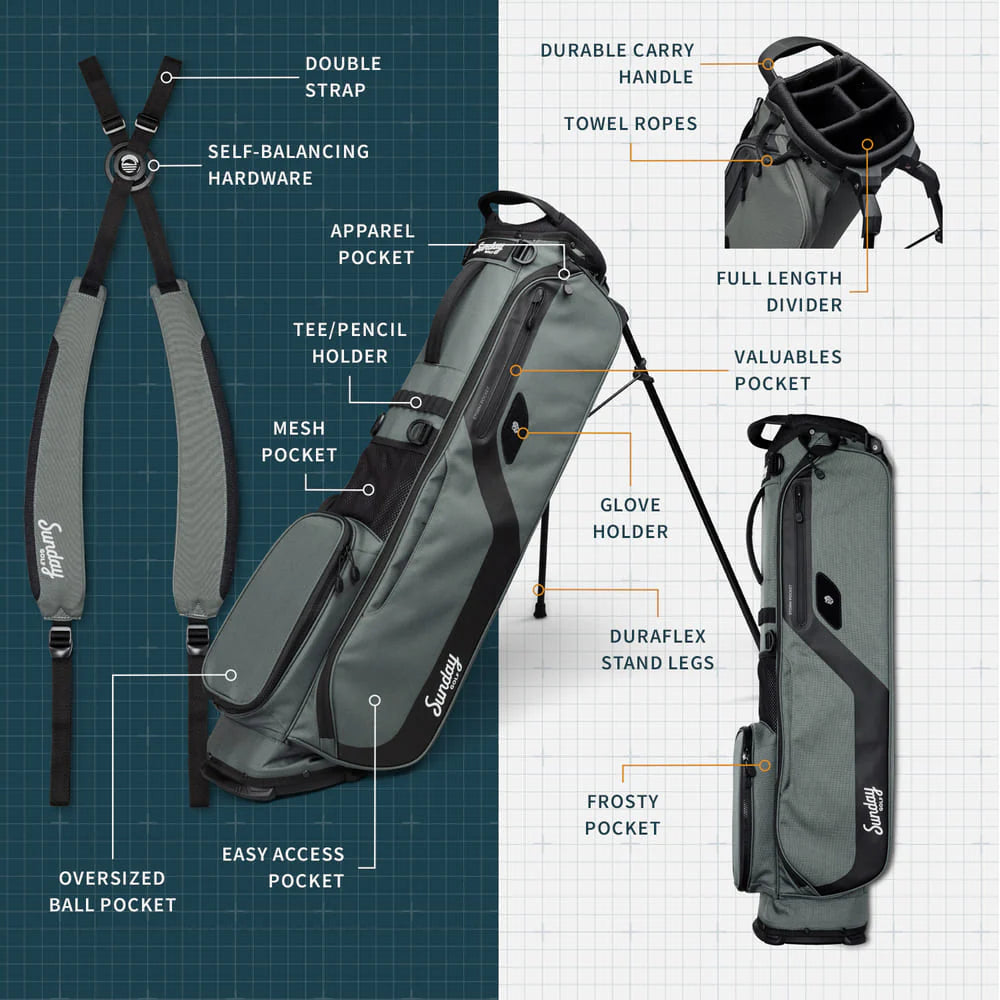 SUNDAY GOLF EL CAMINO WALKING BAG - MIDNIGHT GREEN