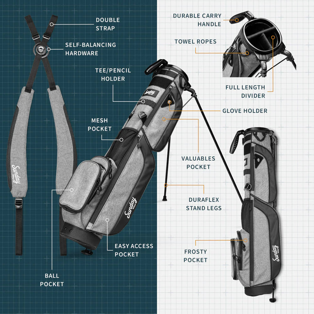 SUNDAY GOLF LOMA XL STAND BAG - HEATHER GRAY