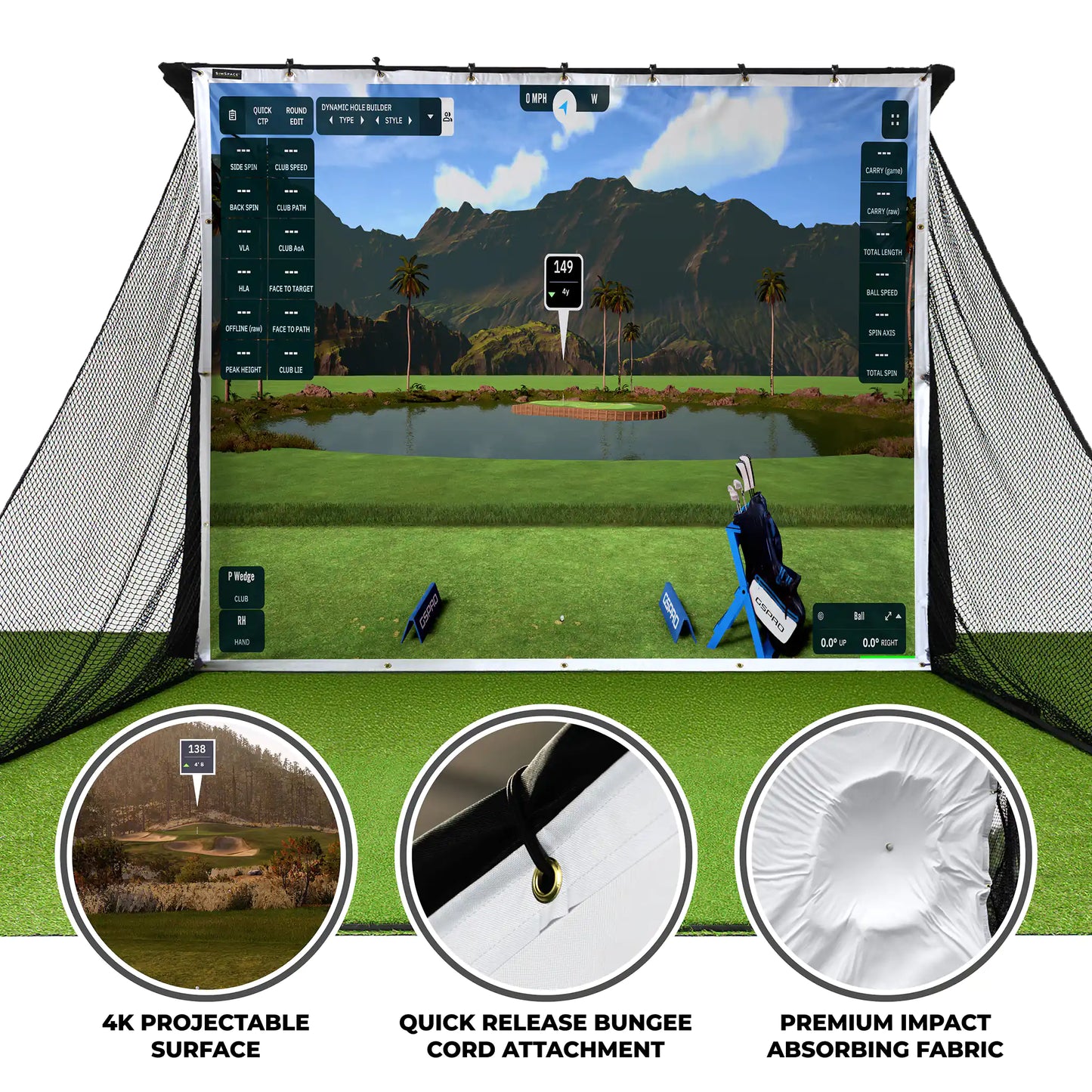 SIMSPACE WIDE DELUXE GOLF PRACTICE NET + SCREEN