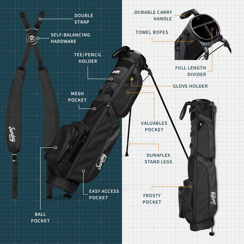 SUNDAY GOLF LOMA XL STAND BAG - MATTE BLACK