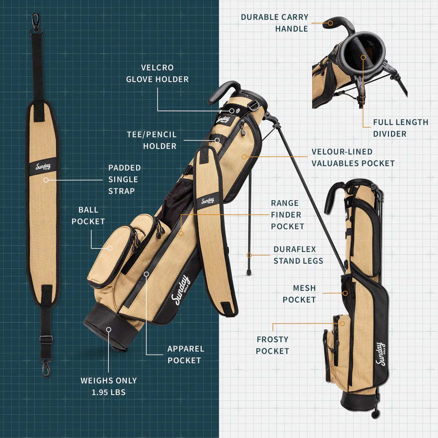 SUNDAY GOLF LOMA STAND BAG - SANDSTONE